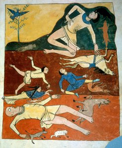Miniaturní univerzální potopa převzatá z komentářů k „Apokalypse podle svatého Jana“, kterou v roce 775 napsal mnich Beatus z Liebany od French School