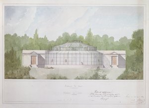Opičárna v pařížské Jardin des Plantes, 1835 (tuš a čb na papíře) od French School
