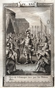Oznámení o Telemaque následované spojeneckými princi - rytina z roku 1798 po Monnetovi v „Les Aventures de Telemaque, fils d