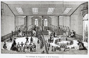 Mateřská škola ve Familistery of Guise, z Solutions Sociales Jean-Baptiste Andre Godin (1817-88), Paříž, 1871 od French School