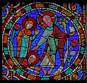The Passion window: Resurrection - Appearance to Magdalene (w51) od French School
