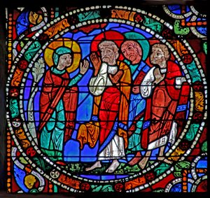The Passion window: Resurrection: Mary Magdalene říká ostatním (w51) od French School