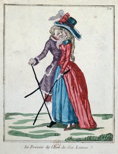 Síla stříbrné koruny šesti liber, konec 18. století (barevná rytina) od French School