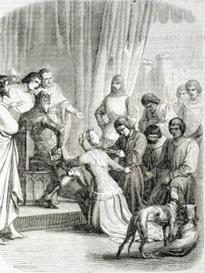 Anglická královna (Philippa de Hainaut) žádá svého manžela Edwarda III. za obyvatele Calais (epizoda 6 buržoazních z Calais) od French School