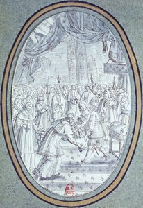 Přijetí kardinála Flavia Chigiho (1631-93) Ludvíkem XIV. (1638-1715) 29. července 1664 od French School