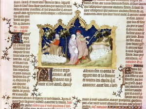 Odloučení Abraháma a Lota, z Bible Jeana de Sy, asi 1355