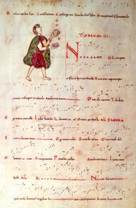 Třetí režim, z tonáru v akvitánské notaci (vellum) od French School