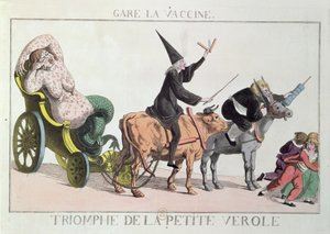 Triumf pravých neštovic, kolem roku 1804 (barevný lept) od French School