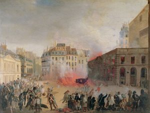 Hořící vodárenská věž, Place du Palais Royal, 24. února 1848 od French School