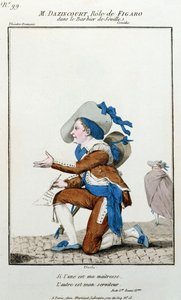 Herec Dazincourt v Theater Francais v roli Figara ve filmu Lazebník sevillský od Pierra Augustina Caron de Beaumarchais (1732-1799) od French School