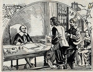 Adresní kancelář Theophrasta Renaudota (1586-1653), francouzského lékaře a novináře, zakladatele Gazette de France. Anonymní rytina z roku 1930. od French School