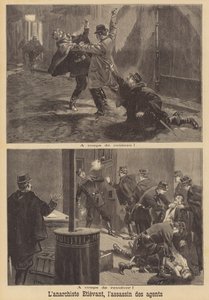 Anarchista Georges Etievant útočí na policisty v Paříži od French School