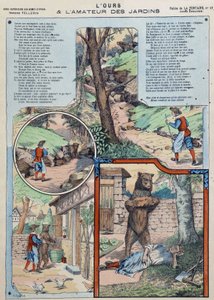 Medvěd a milovník zahrady - Fables de La Fontaine v obrazech Epinal od French School