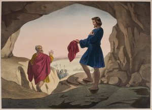 Zakrvácený kabát Josepha, ilustrace z katechismu LHistoire Sainte, vydal Charles Delagrave, Paříž, konec 19. století od French School