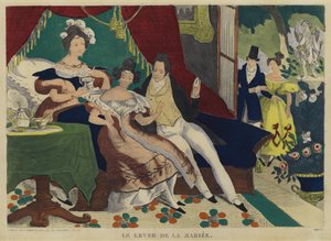 Ranní vstávání nevěsty (barevná litografie) od French School