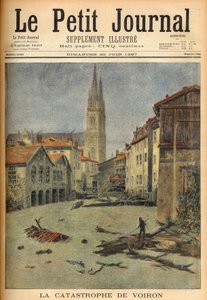 Katastrofa (záplava) vesnice Voiron (Isère) Francie v „Le Petit Journal“, 20. června 1897 (rytina) od French School