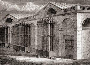 Kondenzátor uhelného plynu v La Villette, Paříž, Francie v 19. století, z „Les Merveilles de la Science“, vydáno kolem roku 1870 (rytina) od French School