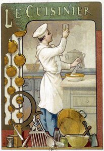 Kuchař - Chromolitografie 1900 od French School