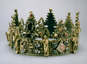 Koruna svatého Ludvíka, 13. století (stříbrno-zlacená vykládaná drahými kameny) od French School