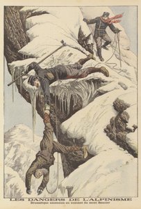 Nebezpečí alpinismu (barevná litografie) od French School