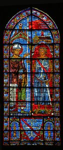 Dárce Jean Clement přijímá prapor od St Denis; jeho paže dole (w116) od French School