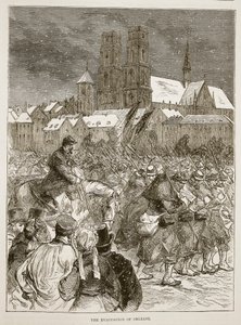 Evakuace Orleans, prosinec 1870, ilustrace z Cassells Historie války mezi Francií a Německem, 1870-1871 od French School