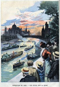 Hostiny na Seině v Paříži během světové výstavy v roce 1900 - v „“Le Petit Parisien““ od French School