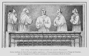 Prvních pět společníků svatého Františka z Assisi (litho) od French School