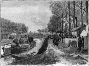 Lanová dráha vytahování lodí po kanálech v Joinville le Pont podle systému Maurice Levy. od French School