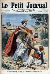 Hrdinové kolonialismu (v severní Africe) jsou poctěni alegorickou rytinou „Le Petit Journal“, 6. března 1910 (rytina) od French School