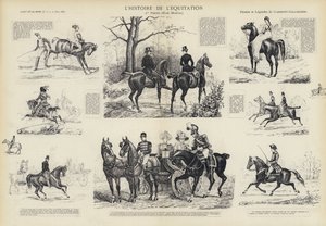 Historie jízdy na koni (litho) od French School