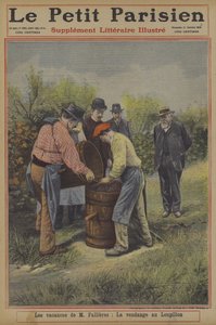 Svátky francouzského prezidenta Fallierese: sklizeň hroznů v jeho domě ve vesnici Loupillon (barva litho) od French School