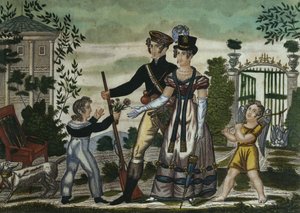 Lovci se vracejí, deska 4, počátek 19. století (barevná rytina) od French School