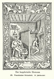 Manžel, který se dohazuje (dřevoryt) od French School