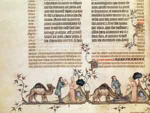 Setkání Eliezera a Rebeccy u studny, z Bible Jean de Sy, kolem roku 1355