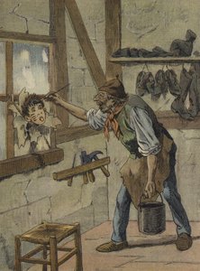 Švec vyznačil hodiny na postavě malého Jeannota (barevná litografie) od French School