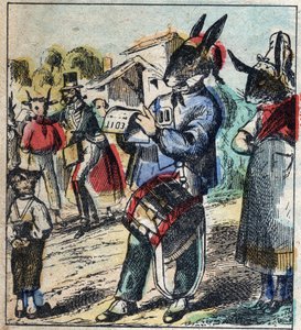 Nemocný lev a liška. Bajky Jean de La Fontaine (1621-95). Epinal zobrazování z konce 19. století. od French School