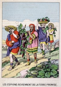 Špioni se vracejí ze zaslíbené země - v „“Život Mojžíše“, ed. Olivier Pinot, Epinal, konec 19. století od French School