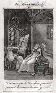 Tři žánry. Žena Malířka, hudebnice a čtenářka. od French School