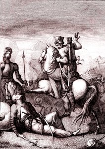 Turecký sultán Soliman v "Jeruzalémě osvobozen" Torquato Tasso od French School