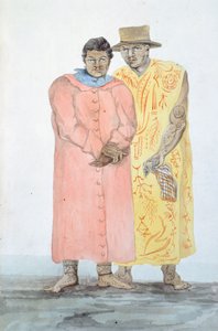 Dva králové Bora Bora, Ilustrace z cesty Ludvíka I. Duperreyho, LF Lejeune, akvarel od French School