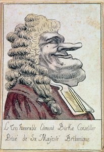 Velmi vážený Edmund Burke, soukromý poradce Jeho Veličenstva, britského krále, francouzská karikatura, kolem roku 1790 od French School