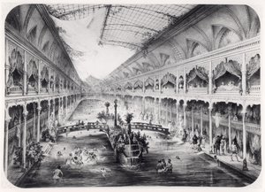 Vodní tělocvična na pařížských Elysejských polích, 1847 od French School