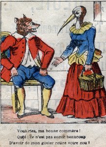 Vlk a čáp. Bajky Jean de La Fontaine (1621-95). Epinal zobrazování z konce 19. století. od French School