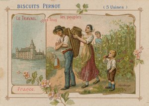 Práce lidí ilustrace na štítku sušenky od French School