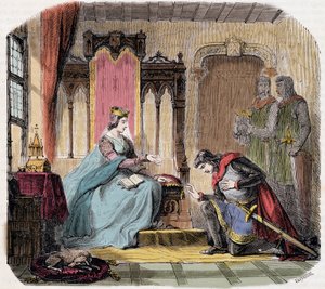 Thibault IV ze Champagne (1201-1253) (také známý jako Thibault I. Navarrský), přišel k nohám královny Blanche Kastilské, aby ji varoval před nebezpečím, které se jí vystaví - v „Paris a travers les cuecles“ od de Genouillac od French School