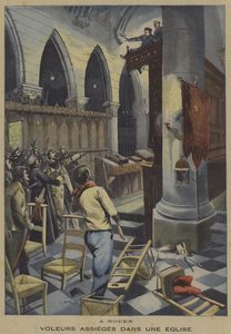 Zloději obležení v kostele v Rouen (barva lito) od French School
