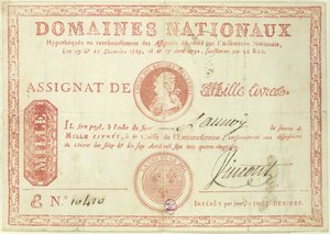 Bankovka tisíce livrů s obrázkem Ludvíka XVI. (1754-93) 1790 od French School