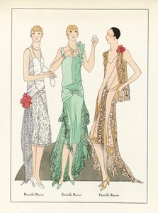 Three Designs for Lace Dresses, pub.c1923 (pochoir print) od French School