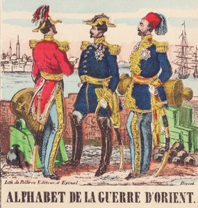 Tři generálové: Lord Raglan, hlavní generál anglické armády, Pélissier, generál francouzské armády a Omer-Pasha, hlavní generál turecké armády od French School